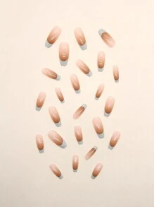 24 件长款棺材色米色渐变法式假指甲、1 件指甲锉和 1 片胶带，打造迷人指甲，美甲用品 - 彩色 - 查看 5