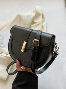 迷你金屬裝飾翻蓋馬鞍包 - 黑色 - 查看 1