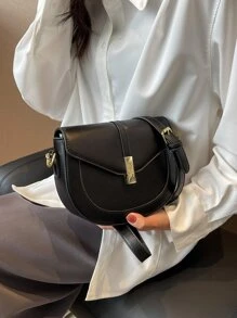 迷你金屬裝飾翻蓋馬鞍包 - 黑色 - 查看 5