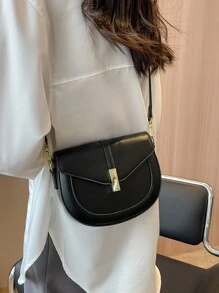 迷你金屬裝飾翻蓋馬鞍包 - 黑色 - 查看 7