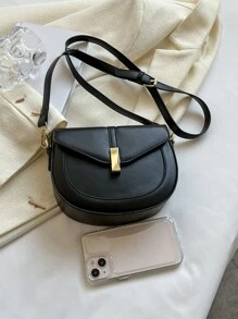 迷你金屬裝飾翻蓋馬鞍包 - 黑色 - 查看 8