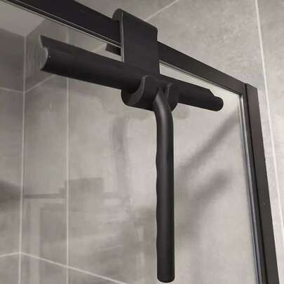 1pc Silicone Squeegee, Black Long Handle Glass Cleaning Scraper For Household,Kitchen,Bathroom,Home,Household Supplies