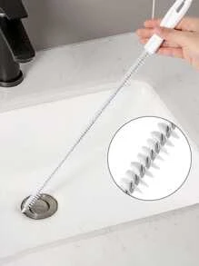 1pc Plastic Drain Cleaner, Long Handle Hair Drain Cleaner Tool For Household - White - View 3