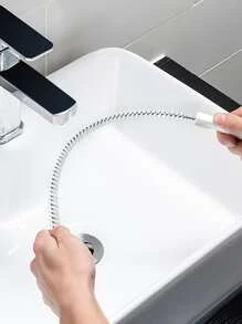 1pc Plastic Drain Cleaner, Long Handle Hair Drain Cleaner Tool For Household - White - View 5