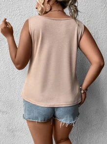 SHEIN LUNE Top tank con parche con bolsillo - Caqui - Ver 2