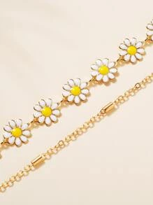 Pulsera a capas con diseño de flor - Multicolor - Ver 2