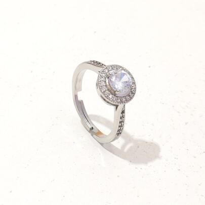 Cubic Zirconia Round Decor Ring
