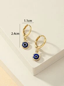 1pc Eye Drop Earrings Copper Jewelry - Multicolor - View 4