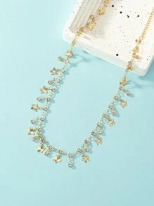 Rhinestone & Butterfly Charm Waist Chain - Yellow Gold - View 3