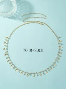 Rhinestone & Butterfly Charm Waist Chain - Yellow Gold - View 4