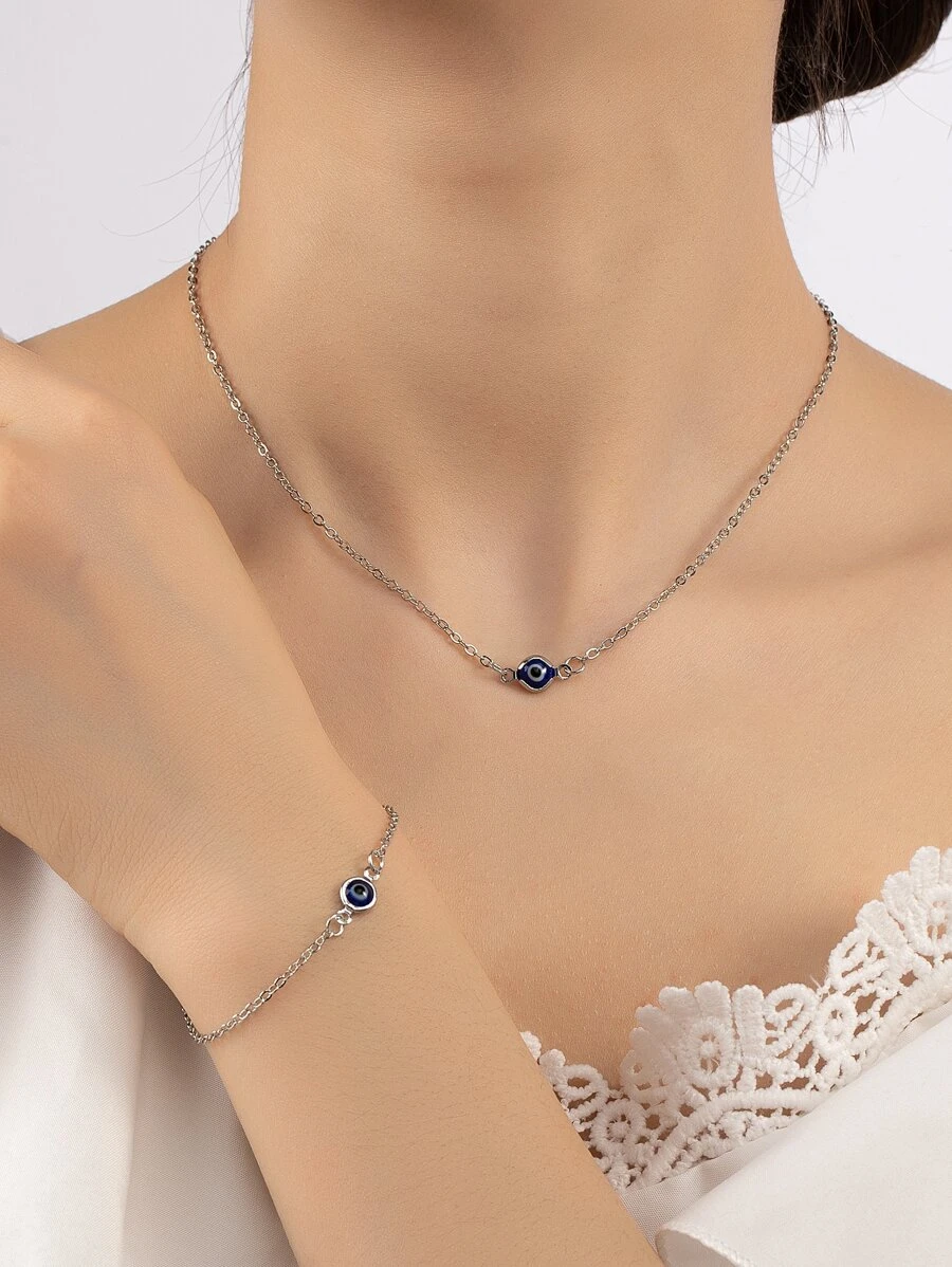 1 Stück Auge Dekor, Halskette, & Armband Kupfer Schmuck