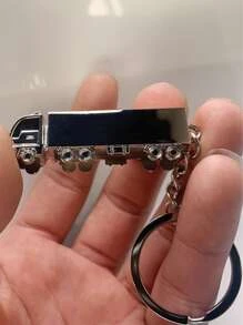 Men Truck Charm Keychain - Silver - View 4