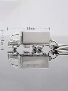 Men Truck Charm Keychain - Silver - View 5