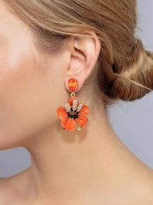 Bông tai thả hoa trang trí bằng đá rhinestone - Nhiều màu - Xem 1