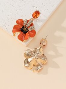 Bông tai thả hoa trang trí bằng đá rhinestone - Nhiều màu - Xem 2