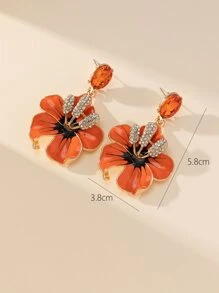 Bông tai thả hoa trang trí bằng đá rhinestone - Nhiều màu - Xem 3