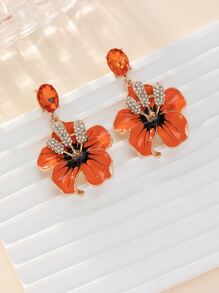 Bông tai thả hoa trang trí bằng đá rhinestone - Nhiều màu - Xem 4