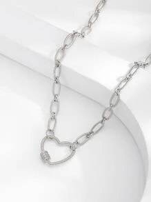 Heart Charm Necklace - Silver - View 2