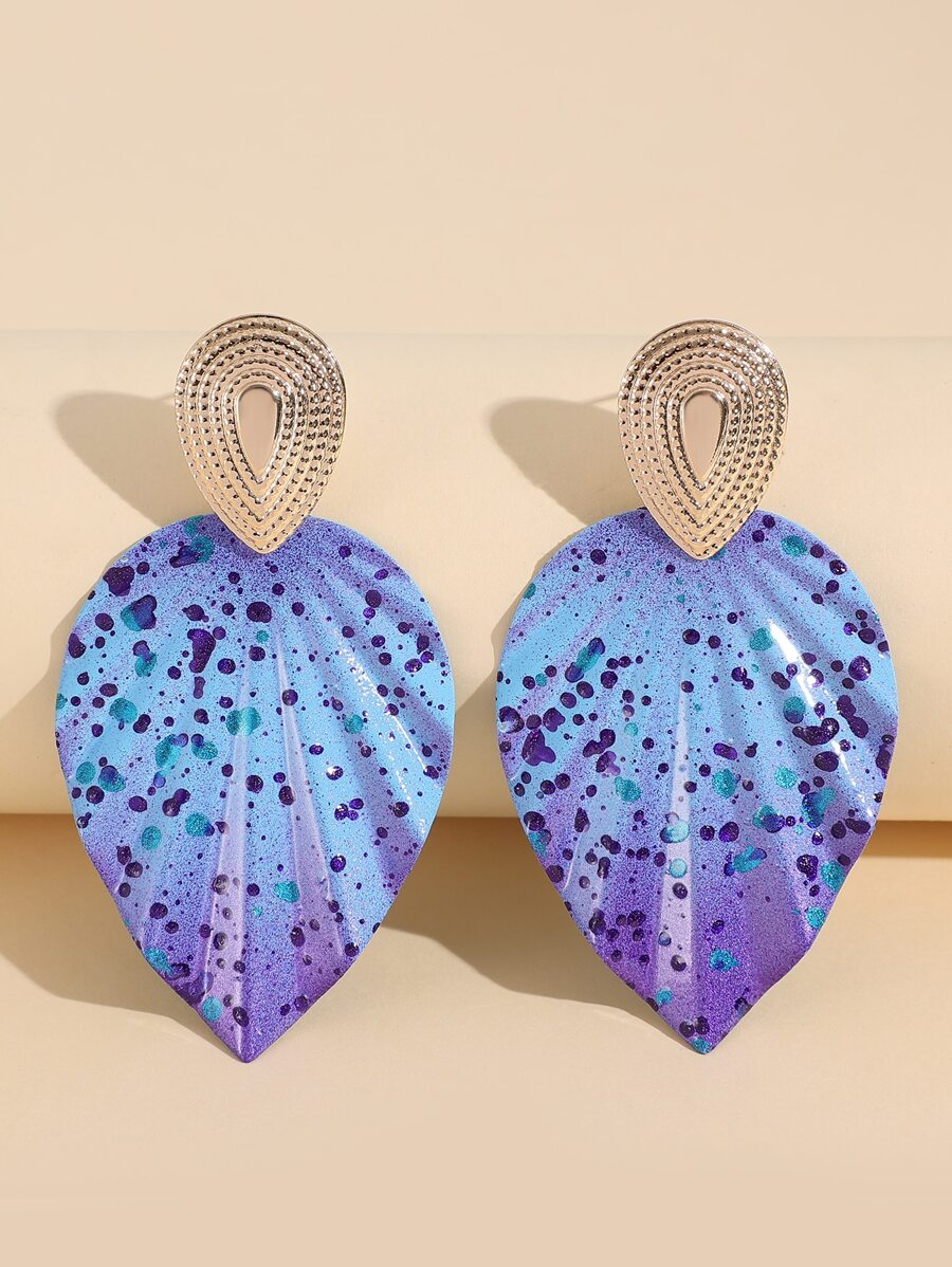 Leaf Drop Earrings - Multicolor - View 1