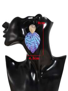 Leaf Drop Earrings - Multicolor - View 3