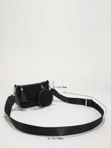 Bolsa cuadrada mini con diseño de tachuela con monedero - Negro - Ver 3