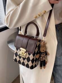 Túi đeo chéo Nữ Hình học Có thể điều chỉnh được Tay cầm Top Đúng mốt - màu nâu - Xem 2