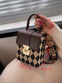 Túi đeo chéo Nữ Hình học Có thể điều chỉnh được Tay cầm Top Đúng mốt - màu nâu - Xem 4