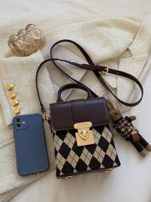 Túi đeo chéo Nữ Hình học Có thể điều chỉnh được Tay cầm Top Đúng mốt - màu nâu - Xem 5