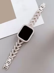Correa de reloj compatible con Apple Watch con diseño de diamante de imitación - Champán - Ver 1