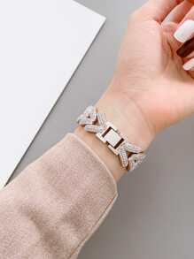 Correa de reloj compatible con Apple Watch con diseño de diamante de imitación - Champán - Ver 5