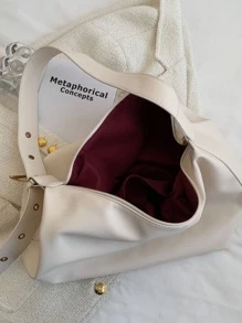 Minimalist Hobo Bag - Beige - View 4