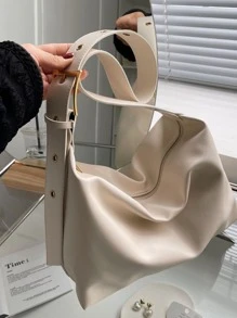 Minimalist Hobo Bag - Beige - View 5