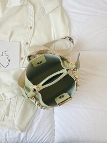 Dekoracja z kokardą Dekoracyjna apaszka Twilly Torba na wiadro Proste stylizacje PU Skóra Torebki Torby naramienne Duża pojemność Czysty Kolor Duże torby na ramię Dla Kobieta - Zielony - Zobacz 2