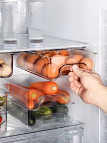 1 pieza Estante de almacenaje refrigerador almacenamiento transparente desmontable multifuncional para refrigerador - transparente - Ver 1