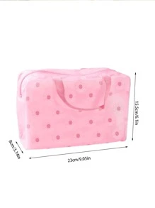1pc Waterproof PVC Toiletry Travel Bag, Modern Floral Pattern Storage Bag For Home - Purple - View 3