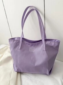 Fashionable,Minimalist,Casual,Large Shoulder Tote Bag Purple Fashionable For Daily For Girl, Teen Girls, Tote Bags For Students, Multiple Compartments, Perfect For Beach, School, Work & Daily Use, Literary School Bag & Bookbag For Women Or Students, Perfect For Books, Shopping, Back To School And More - Purple - View 2