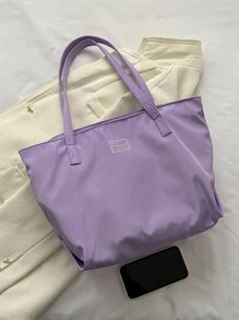 Fashionable,Minimalist,Casual,Large Shoulder Tote Bag Purple Fashionable For Daily For Girl, Teen Girls, Tote Bags For Students, Multiple Compartments, Perfect For Beach, School, Work & Daily Use, Literary School Bag & Bookbag For Women Or Students, Perfect For Books, Shopping, Back To School And More - Purple - View 8