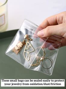 20 cái/bộ Túi đựng trang sức bằng nhựa, Túi đựng trang sức trong suốt đơn giản cho gia đình và du lịch - Trong sáng - Xem 8