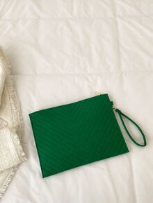 Chevron Quilted Square Bag - Green - View 2