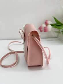 Chicas Bolso sillín con diseño de conejo de dibujos animados con diseño de lazo con solapa - Rosa - Ver 3