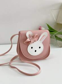 Chicas Bolso sillín con diseño de conejo de dibujos animados con diseño de lazo con solapa - Rosa - Ver 4