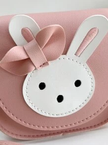 Chicas Bolso sillín con diseño de conejo de dibujos animados con diseño de lazo con solapa - Rosa - Ver 13