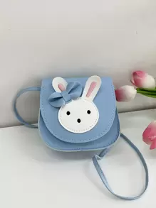 Chicas Bolso sillín con diseño de conejo con solapa - Azul - Ver 1