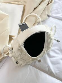 輕便商務休閒迷你原邊扭鎖流浪漢包適合青少年女孩女大學生、菜鳥和白領非常適合辦公室、大學、工作、商務、通勤、戶外、旅行、郊遊 - 米色 - 查看 5