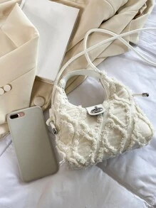 輕便商務休閒迷你原邊扭鎖流浪漢包適合青少年女孩女大學生、菜鳥和白領非常適合辦公室、大學、工作、商務、通勤、戶外、旅行、郊遊 - 米色 - 查看 6