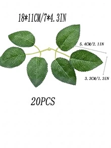 20入組/套塑料人造樹葉派對用綠色假植物 - 綠色 - 查看 8