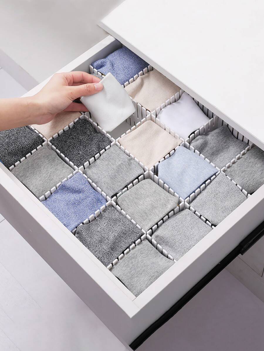4pcs Plastic Drawer Divider, White Drawer Organization Separator For Home - White - View 1
