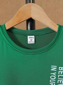 Boys Slogan Graphic Tee - Green - View 5