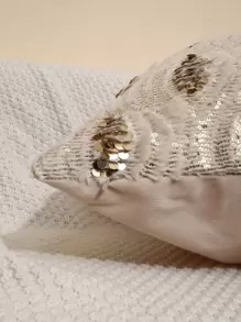 1 Stück Pailletten-Stickerei abstrakte Augen Plüsch bestickte Kissenbezug Luxus Dekoration Kissenbezug - Beige - Übersicht 2