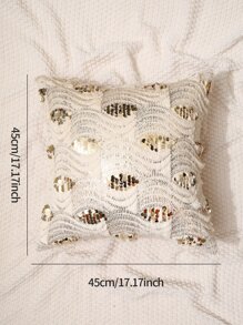 1 Stück Pailletten-Stickerei abstrakte Augen Plüsch bestickte Kissenbezug Luxus Dekoration Kissenbezug - Beige - Übersicht 3